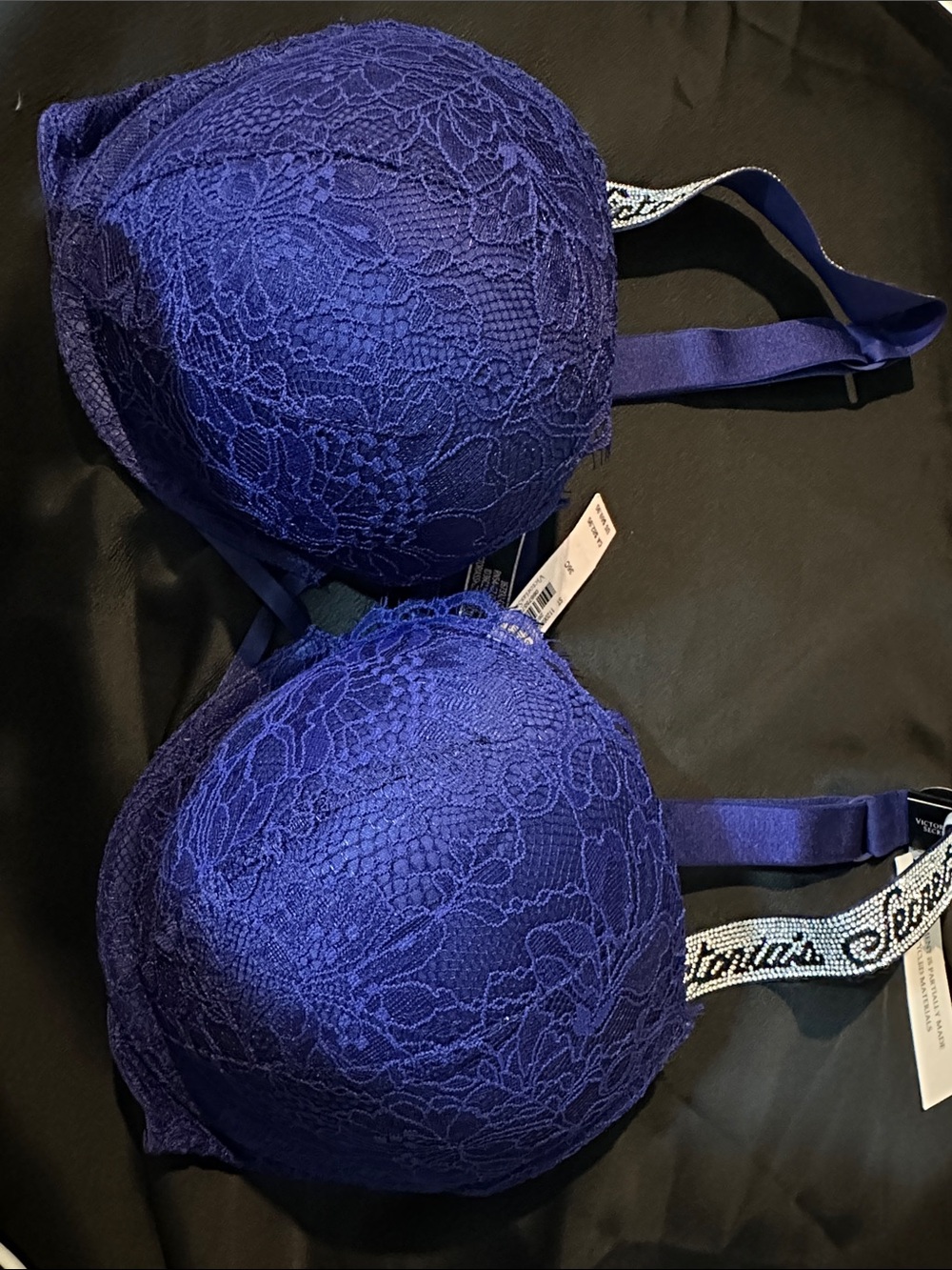 Victoria's Secret Purple Lace Push-Up Bra with Embellished Straps